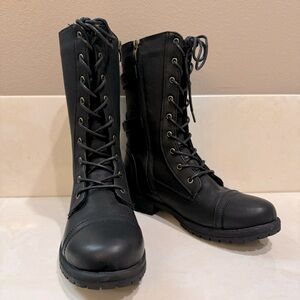 Black Lace-Up Combat Boots